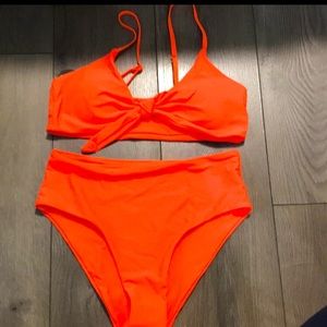 Blooming Jelly women's two-piece swimsuit, high waist, with knot